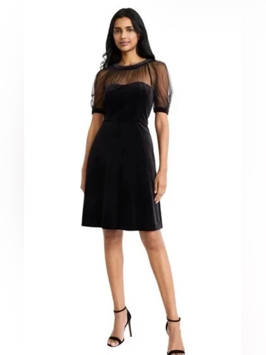 Maggy London Dresses & Skirts - Maggy London Dress, Black Sheer Mesh Yoke Fit & Flare Dress, Women’s Size 14